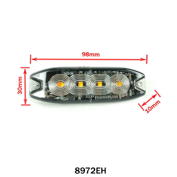 Slim Amber Strobe Light Accessory 4LED 19 Modes