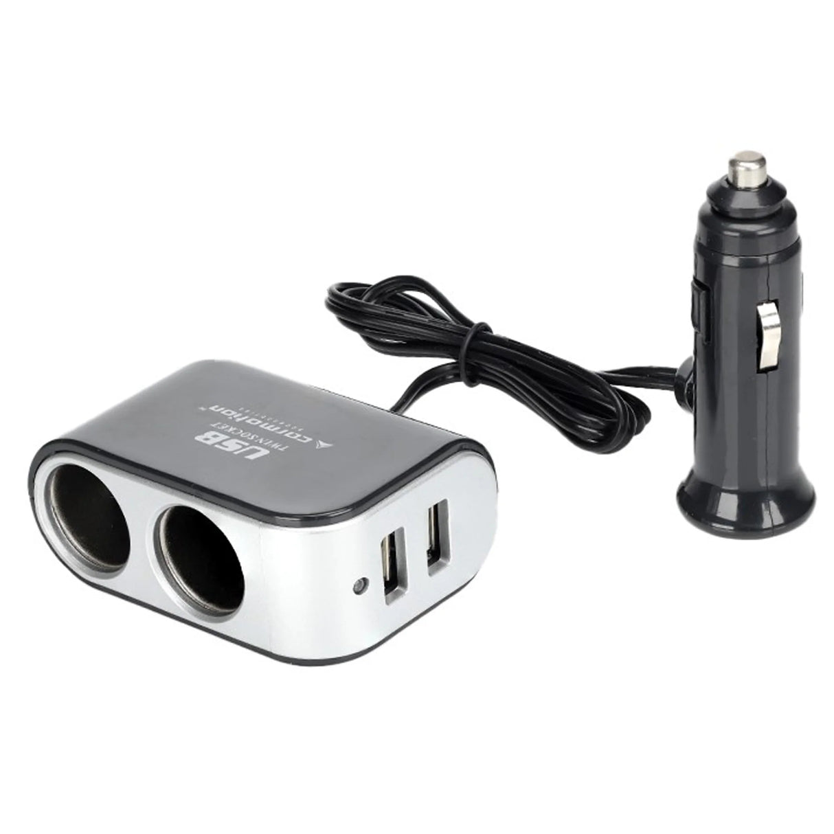 Dual Car Cigarette Lighter Splitter with 2 USB Ports 3.1A