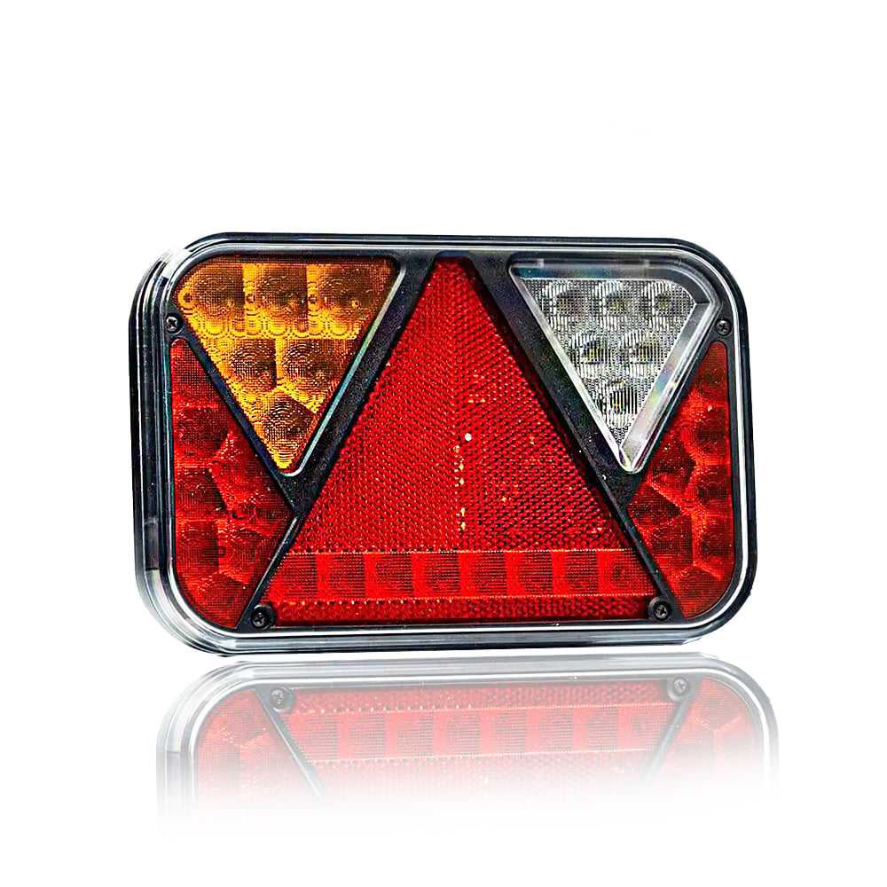 LED Rear Light with 5 Functions and Triangle Reflector, 12V