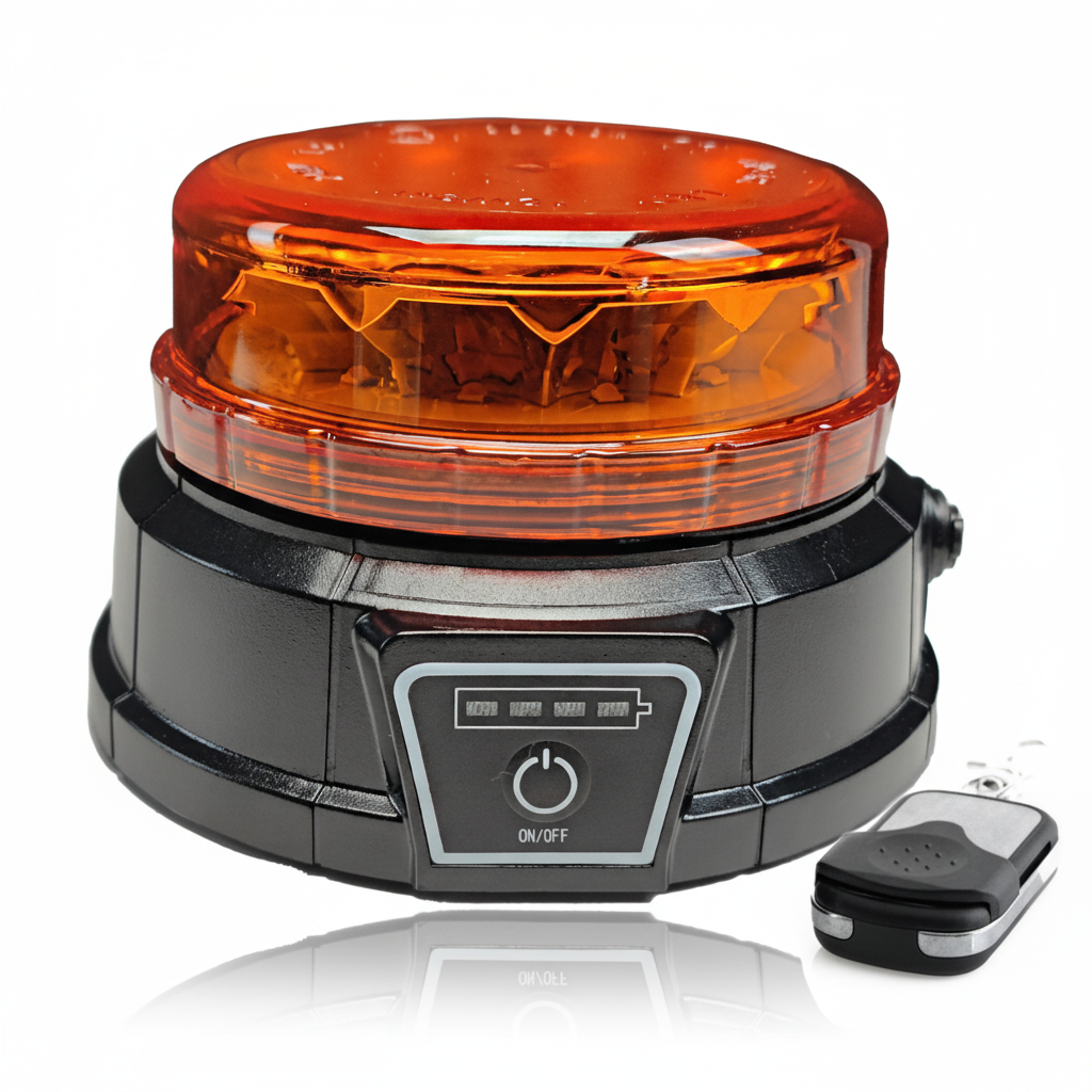 Luz LED intermitente amarilla ultrafina con base magnética y control remoto