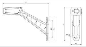 Straight Arm LED Marker Lamp – Large Rectangular Rubber Mount