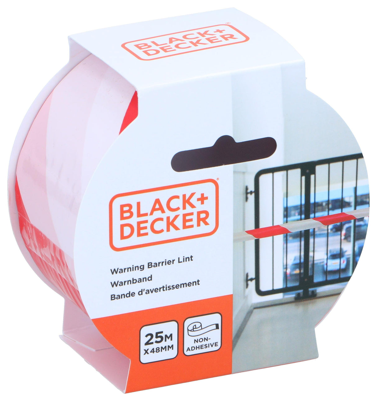 Výstražná páska Black and Decker 25 m × 48 mm, červeno-bílá