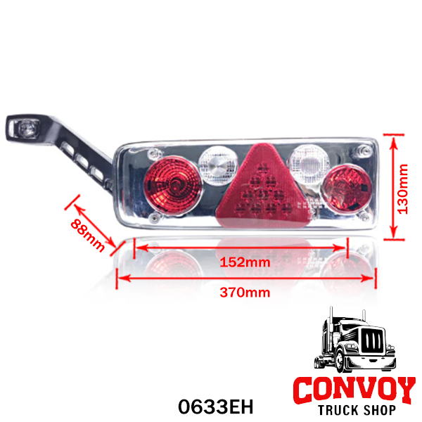 Rear Lamp for Kögel with Triangular Reflector and LED Rubber Lamp