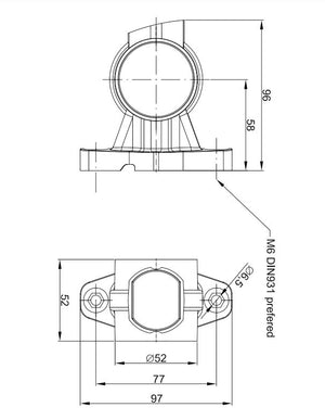 Omega LED Side Marker Lamp with Microprism Lens - 3 Functions