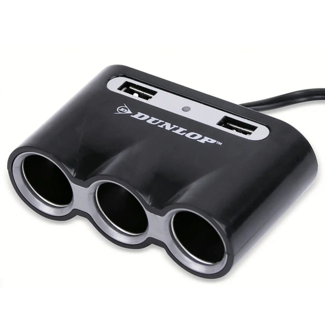 3-Socket Car Cigarette Lighter Splitter with 2 USB Ports