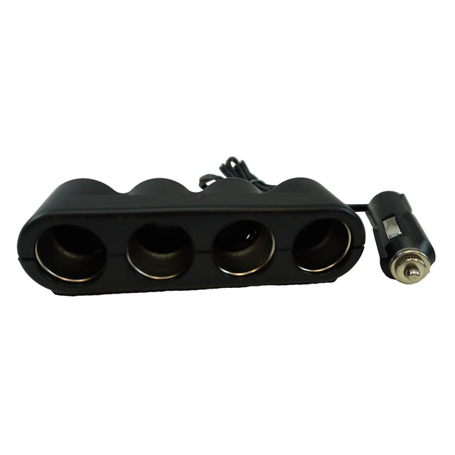 4-Socket Car Cigarette Lighter Splitter with Red LED Indicator