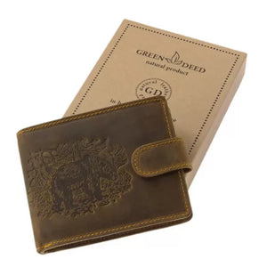 Leather Wallet with Hunting Motif – Rustic Brown