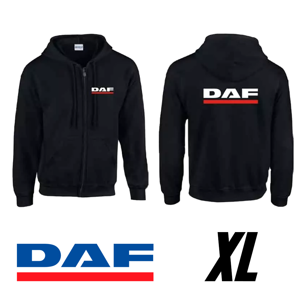 Black DAF Logo Zip-Up Hoodie