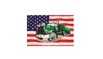 Large USA Flag with Semi Truck Design (90x150cm)